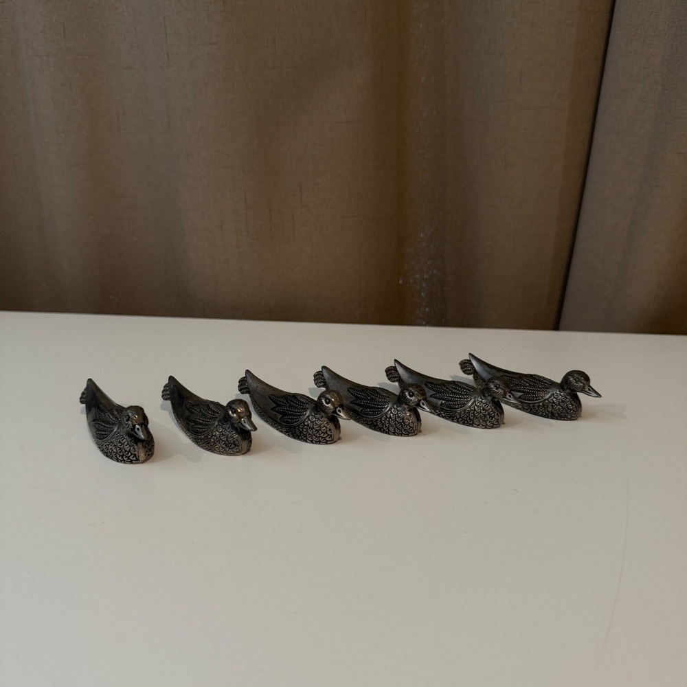 Vintage Silea Silver‎ Plated Duck Knife Rests Set of 6 French Table Decor